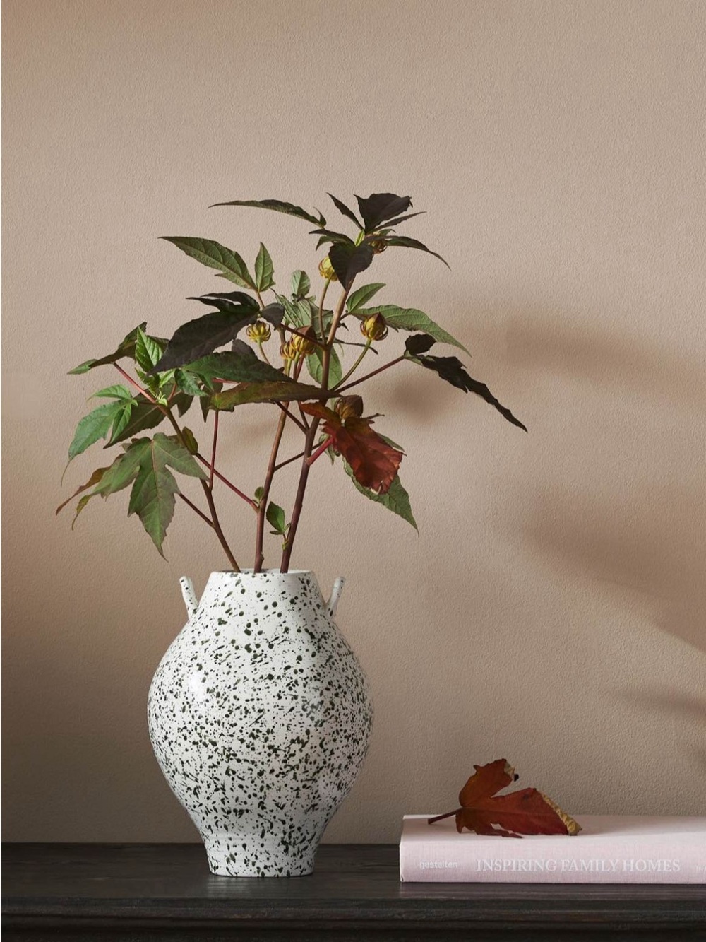 Anthropologie Amber Lewis Green Splatter Double Handle Vase NEW